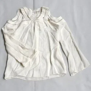 Chemisier Femme Ramy Brook Lex En Soie - Ivoire - Taille XS - Épaules Froides - Neuf Avec étiquettes - Look Professionnel